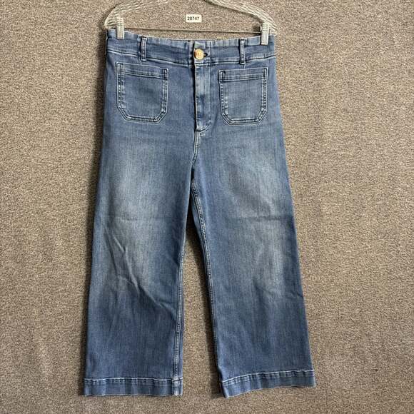 Anthropologie Denim - Maeve Women's Size 31 Blue Stretch Denim Colette Wide Leg Cropped Jeans